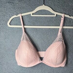 Victoria's Secret Bra Womens 32DD Pink‎ Incredible Lightly Lined Plunge Bra
